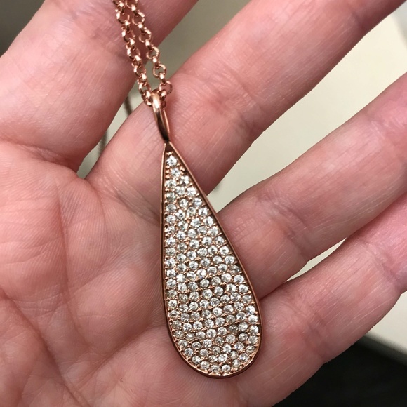 Ralph Lauren Pave CZ Rose Gold Necklace 18"NWT LRL - Picture 2 of 3